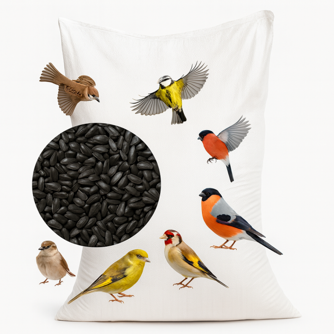 Putniem saulespuķu sēklas melnās 20kg maisā