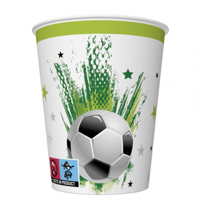 Papīra glāzes Futbols ar zvaigznēm 8gab