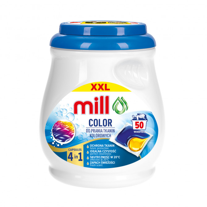 Mill Veļas mazgāšanas kapsulas Colour 50 gab